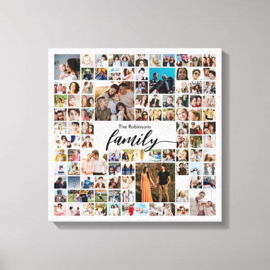 100 Foto Collage Op Maat Gemaakte Familie Foto's Canvas Afdruk (Voorkant)