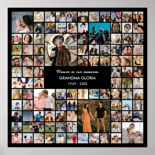 100 Foto Collage Persoonlijk Foto Geschenk Vierkan Poster (Voorkant)