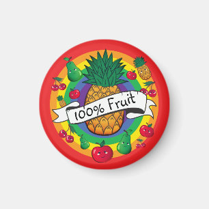 "100% fruit" regenboogkleurige kawaï-vruchten magneet