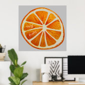 100% fruitige slogan Oranje snijvruchten Poster (Thuiskantoor)