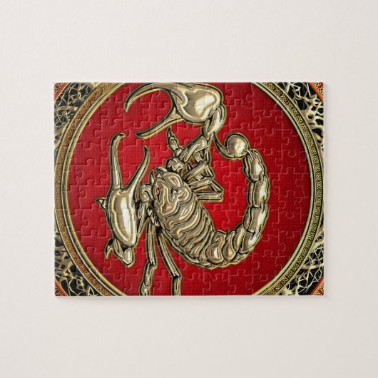 [100] Gangd gouden Scorpion op rood Legpuzzel (Horizontaal)