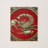 [100] Gangd gouden Scorpion op rood Legpuzzel (Verticaal)