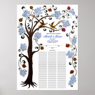 100 gasten Quaker Wedding - Blauwe boom of Life Poster