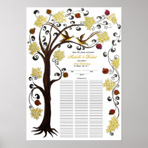 100 gasten Quaker Wedding - Geel, boom of life Poster