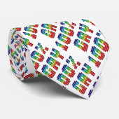 100% Gay Rainbow Flag LGBT Typografie Patroon Stropdas (Opgerold)