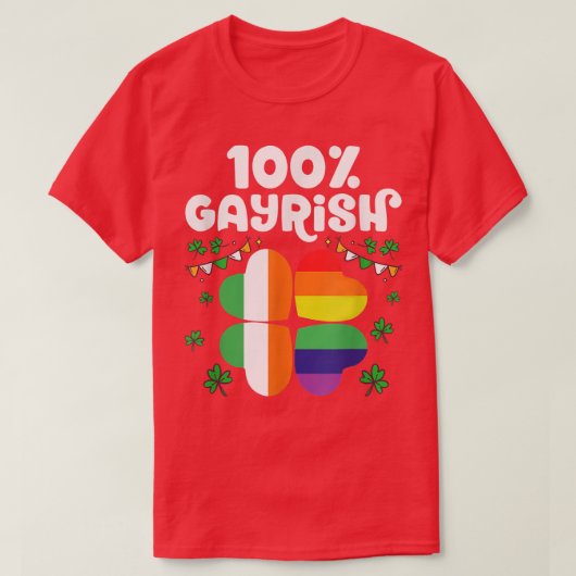 100 Gayrish Happy St Patrick's Day LGBT Pride T-shirt (Design voorkant)