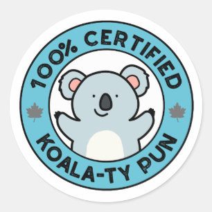 100% Gecertificeerde Koala-ty Grap Fun Koala-grap Ronde Sticker