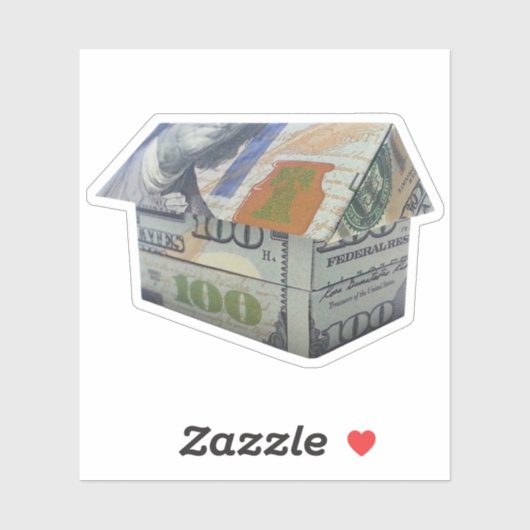 $100 Geld Origami Huis Sticker (Vel)