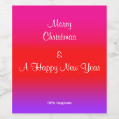 100 % geluk feestelijk magenta rood Paars Ombre Wijn Etiket (Enkel label)