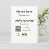 100% gerecycleerd voeg hier Q R-code toe bedrijfsn Kaart (Staand voorkant)