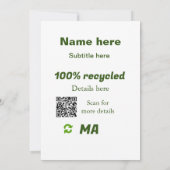 100% gerecycleerd voeg hier Q R-code toe bedrijfsn Kaart (Achterkant)
