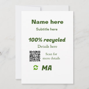 100% gerecycleerd voeg hier Q R-code toe bedrijfsn Kaart