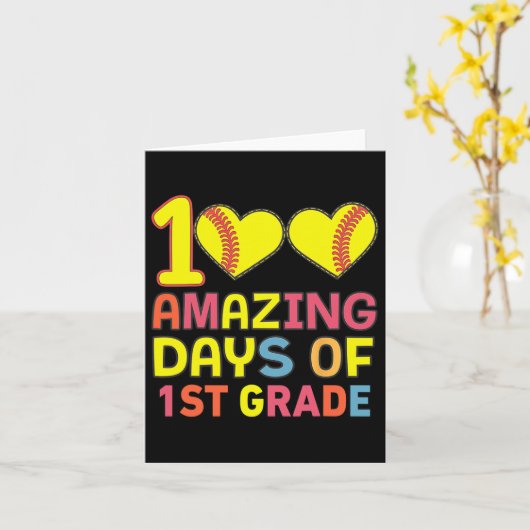 100 geweldige dagen van 1e klas softbyll player St Kaart (Gele Bloem)