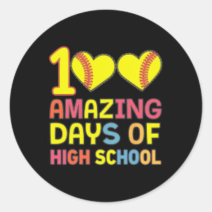 100 geweldige dagen van de middelbare school softl ronde sticker