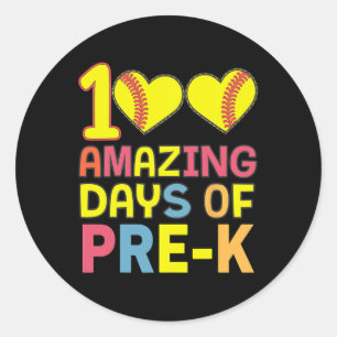 100 geweldige dagen van Pre-K Softbyll Player Stud Ronde Sticker