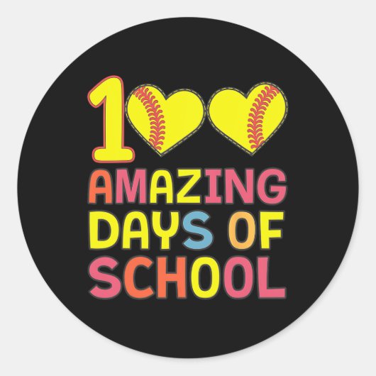 100 Geweldige dagen van School Softll Player Stude Ronde Sticker (Voorkant)
