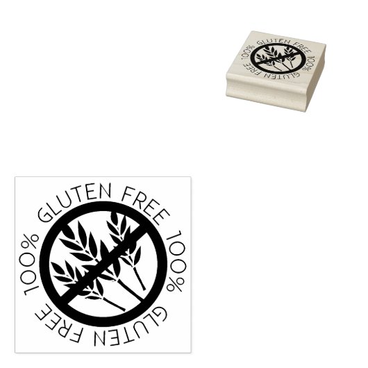 100% Glutenvrij Geen Glutenvrij Tarwesymbool Rubberstempel (Gestempeld)