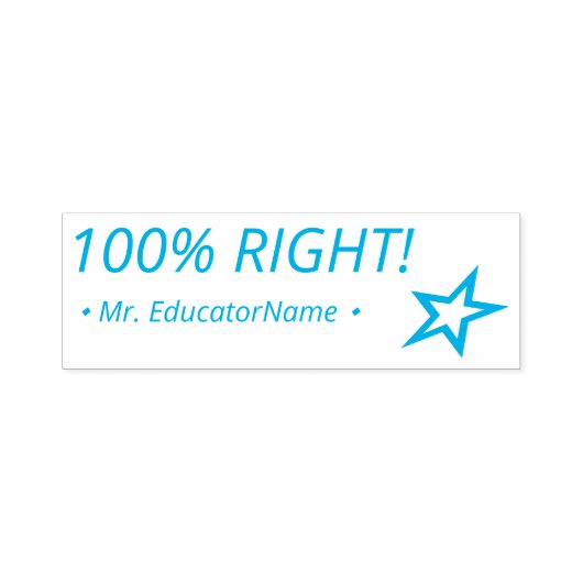 "100% GOED!" + Aangepaste naam van schoolleraar Zelfinktende Stempel (Design)