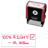 "100% GOED!" + Naam van aangepaste docent tekstste Zelfinktende Stempel (In situ)