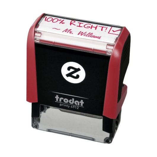 "100% GOED!" + Naam van aangepaste docent tekstste Zelfinktende Stempel (Product)