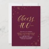 100 Gold & Bourgondië 100ste verjaardagsfeest Kaart (Voorkant)