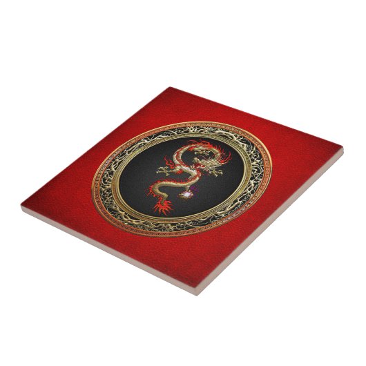 [100] Golden Chinese Dragon Fucanglong Tegeltje (Zijkant)