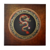 [100] Golden Chinese Dragon Fucanglong Tegeltje (Voorkant)