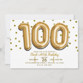 100 gouden ballonnen en Confetti 100e verjaardagsf Kaart (Voorkant)