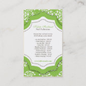 100 Green Damask Nail-Visitekaartje voor technicus Visitekaartje (Achterkant)