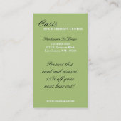 100 Green Damask Spa Therapy Massage Visitekaartje (Achterkant)