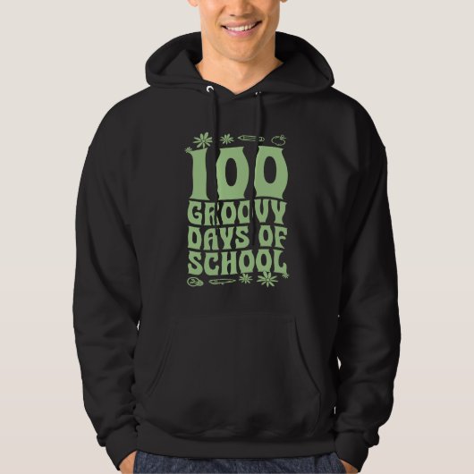 100 Groovy Days Of School 60s 70s Style Throwback  Hoodie (Voorkant)