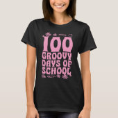 100 Groovy Days Of School 60s 70s Style Throwback  T-shirt (Voorkant)