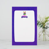 100% Groovy met Rainbow Hand Peace Sign Briefpapier (Staand voorkant)
