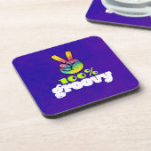 100% Groovy met Rainbow Hand Peace Sign Drankjes Onderzetter (Linkerzijde)