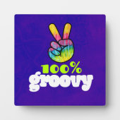 100% Groovy met Rainbow Hand Peace Sign Fotoplaat (Voorkant)
