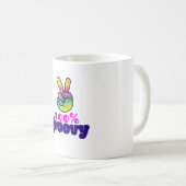 100% Groovy met Rainbow Hand Peace Sign Koffiemok (Voorkant rechts)