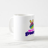 100% Groovy met Rainbow Hand Peace Sign Koffiemok (Voorkant links)