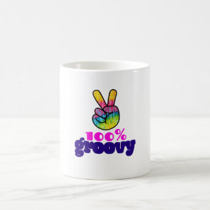 100% Groovy met Rainbow Hand Peace Sign Koffiemok