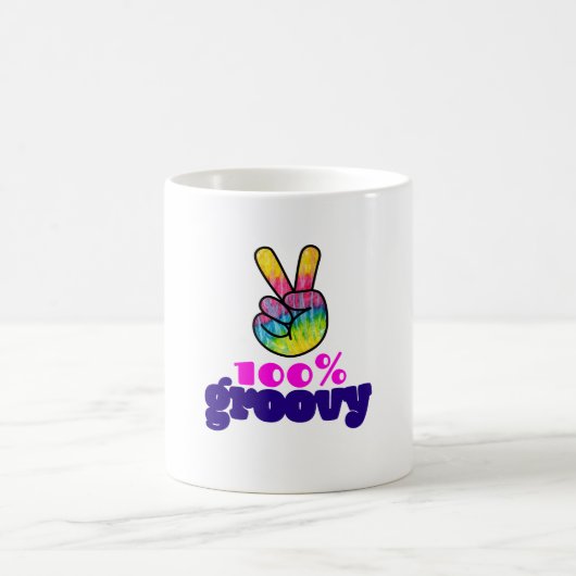 100% Groovy met Rainbow Hand Peace Sign Koffiemok (Center)