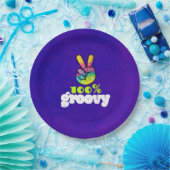 100% Groovy met Rainbow Hand Peace Sign Papieren Bordje (Feest)