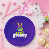 100% Groovy met Rainbow Hand Peace Sign Papieren Bordje (Feest)