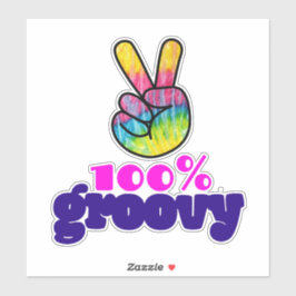 100% Groovy met Rainbow Hand Peace Sign Sticker