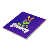 100% Groovy met Rainbow Hand Peace Sign Tegeltje (Zijkant)