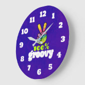 100% Groovy Rainbow Hand Peace Sign Acid Paars Grote Klok (Hoek)