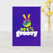 100% Groovy Rainbow Hand Peace Sign Birthday Kaart (Gele Bloem)