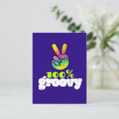 100% Groovy Rainbow Hand Peace Sign Briefkaart (Staand voorkant)