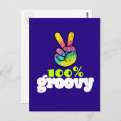 100% Groovy Rainbow Hand Peace Sign Briefkaart (Voorkant / Achterkant)