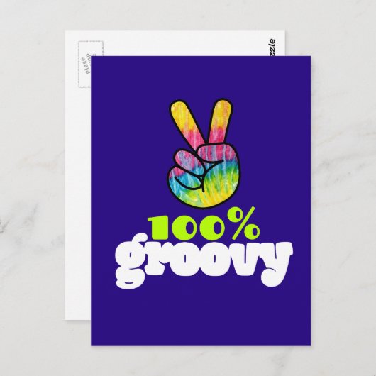 100% Groovy Rainbow Hand Peace Sign Briefkaart (Voorkant / Achterkant)