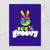 100% Groovy Rainbow Hand Peace Sign Briefkaart (Voorkant)