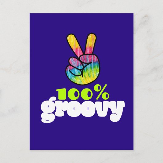 100% Groovy Rainbow Hand Peace Sign Briefkaart (Voorkant)